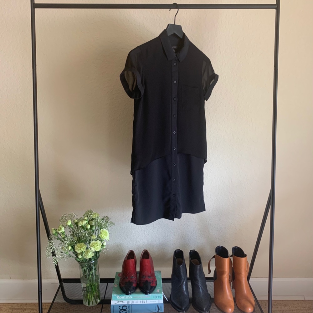 Banana Republic black shirt dress w overlay sz 0